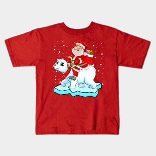 Santa Riding Panda Bear Christmas Kids T-Shirt